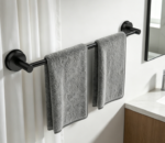 Adjustable Suction Cup Towel Bar — Matte Black Stainless Steel