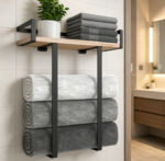 Metal & Wood Wall Rack — Foldable, Suitable for Large Towels